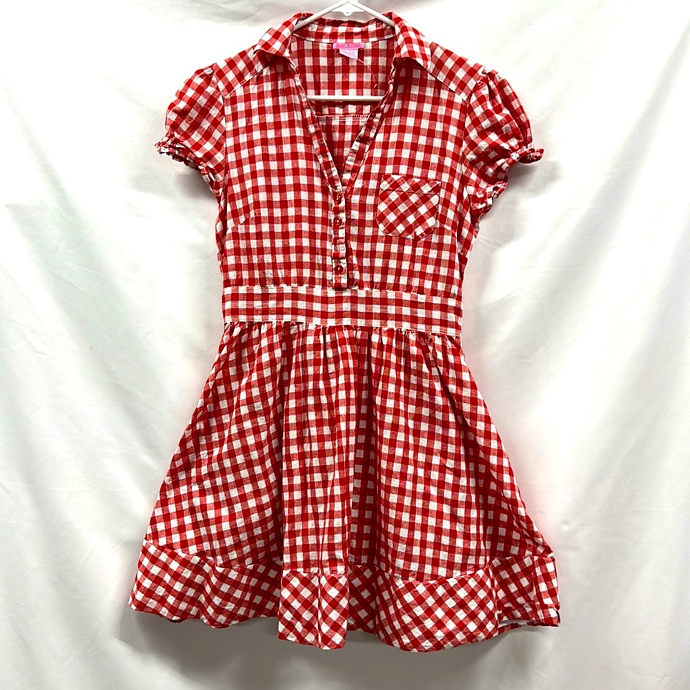 She’s Cool Size Large Summer Gingham Short sleeve flared dress